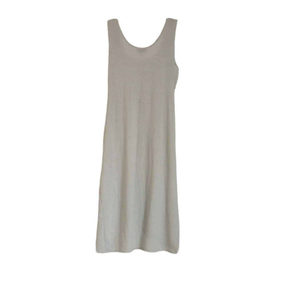 Gibson Latimer Womens Midi Dress Sz L Black & White Striped Scoop Neck Ruched - Picture 6 of 10